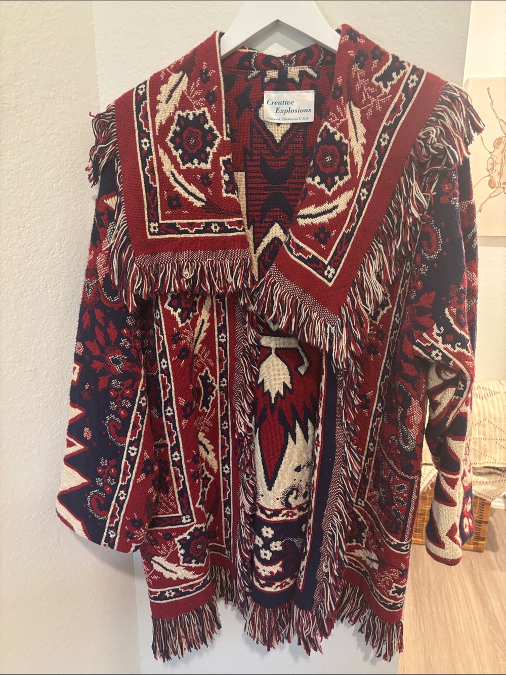 Fringe blanket coat jacket